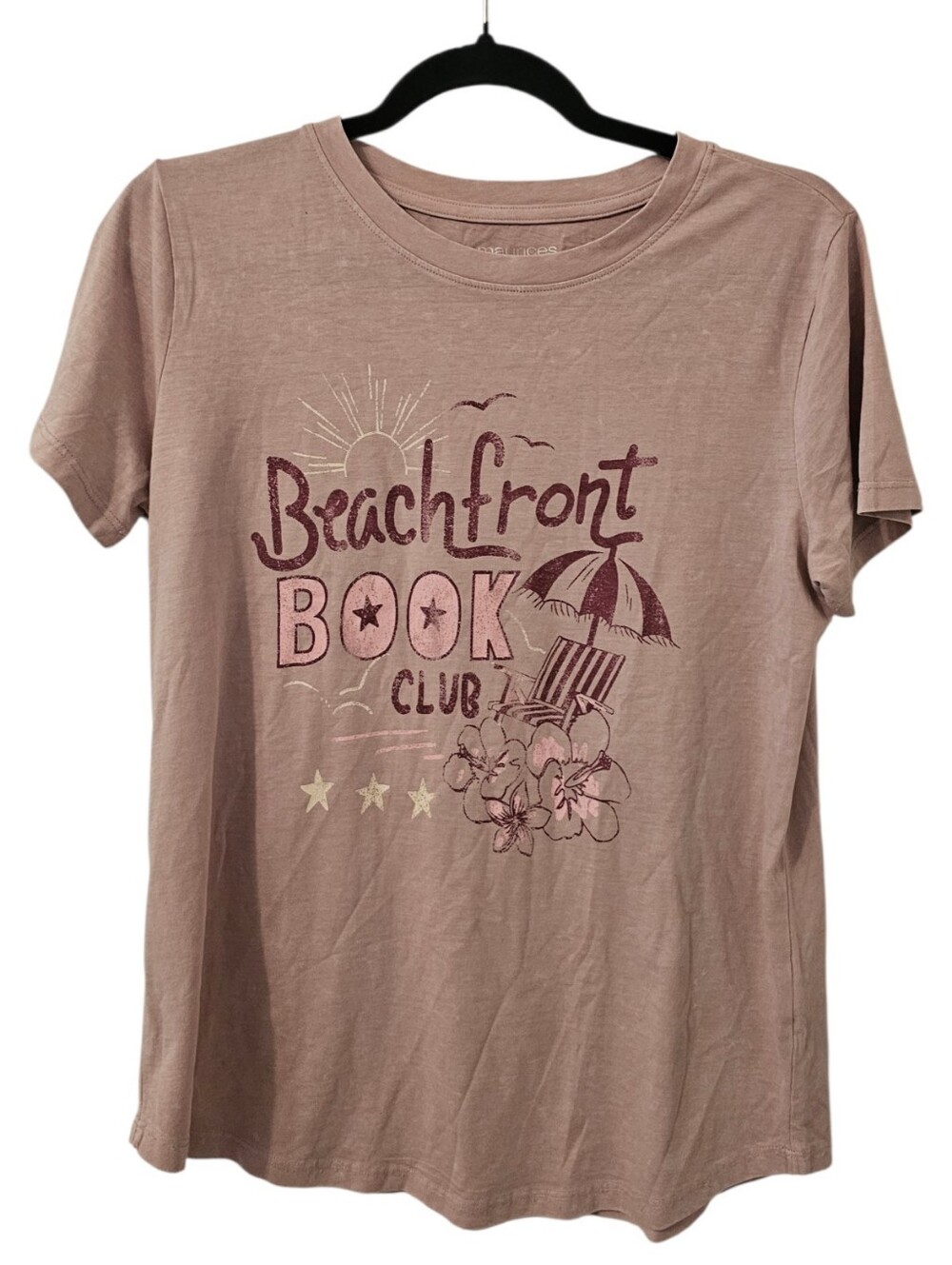 Multi-Coloured Maurices Women's Beachfront Book Club Classic Fit Graphic T-Shirt